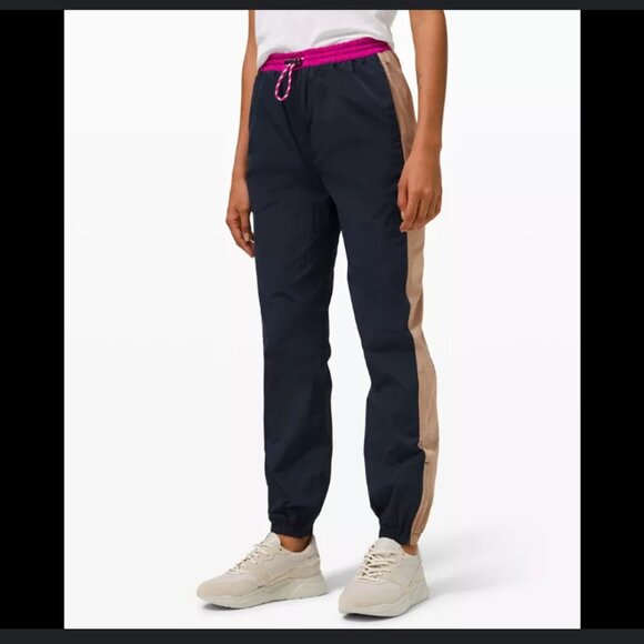 Lululemon windbreaker Evergreen track pants sz 6 navy tan pink - Picture 1 of 15